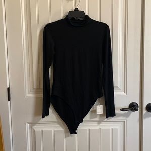 E140 Mangopop Sz. Med Black Bodysuit NWT Mock Neck